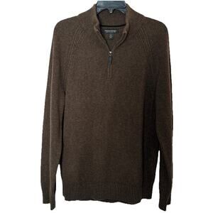 Banana Republic Italian Yarn Wool Blend Sweater Mens L Brown 1/4 Zip Pullover